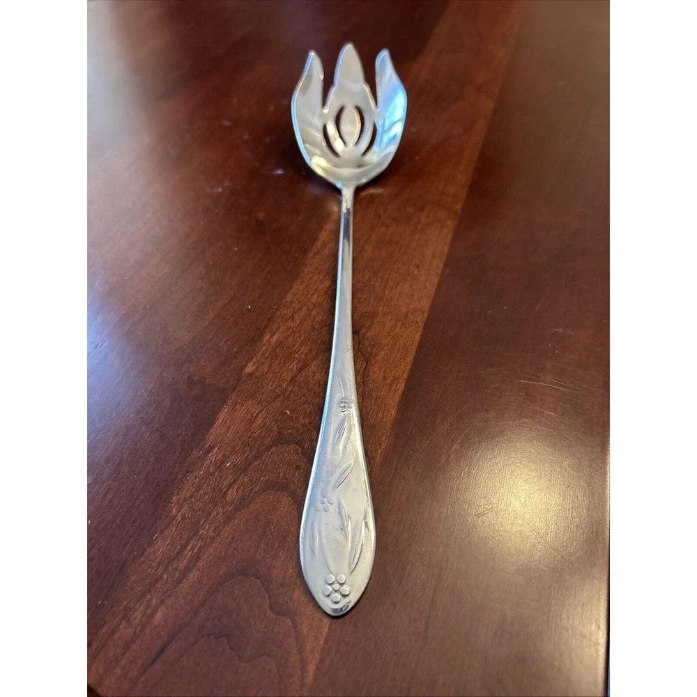 Temp-tations Serving Fork Spoon Spork Silver 11.5 Inch Floral Stainless Steel